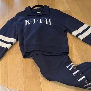Kith Kids Navy Sweatshirt and Joggers with White Stripes